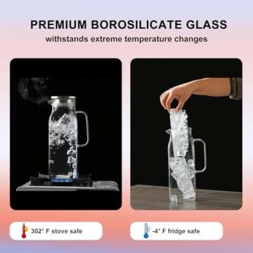 1.8 Liter Heat Resistant Glass Pitcher for Entertaining
