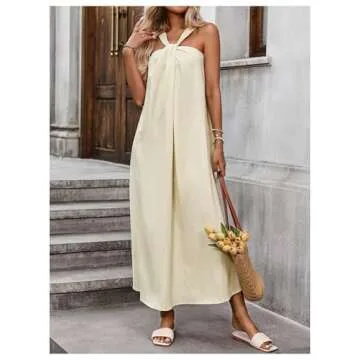 Milumia Women's Twist Knot Sleeveless Dress Summer Vacation Flared Maxi Dresses
