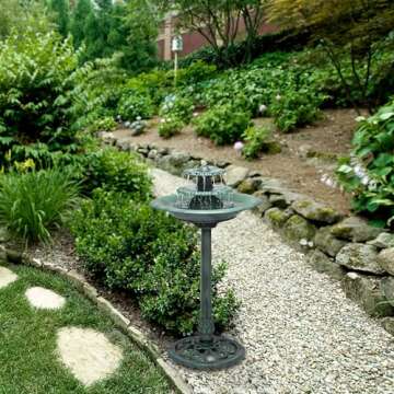 Alpine Corporation - TEC106 Outdoor Floor 3-Tiered Pedestal Water Fountain and Birdbath, Pedestal Wa...