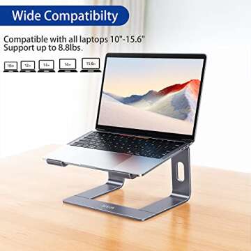 BESIGN LS03 Aluminum Laptop Stand, Ergonomic Detachable Computer Stand, Riser Holder Notebook Stand Compatible with MacBook Air Pro, Dell, HP, Lenovo More 10-15.6" Laptops, Space Gray