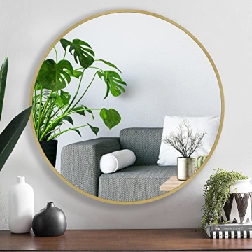 Stylish URnicehome 24-Inch Round Gold Wall Mirror
