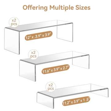 ANDGOO Large Acrylic Display Risers, 2 Sets Clear Rectangular Showcase Collectibles Display Shelf, R...