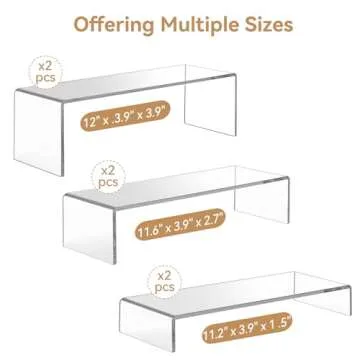 ANDGOO Large Acrylic Display Risers, 2 Sets Clear Rectangular Showcase Collectibles Display Shelf, R...