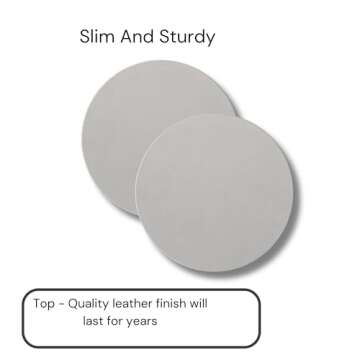 VMila White Coasters for Drinks - Set of 6 Elegant Leather Coasters