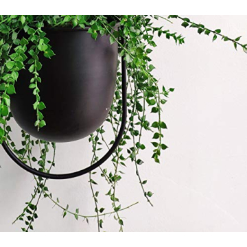 RISEON Boho Black Metal Hanging Planter for Home Decor