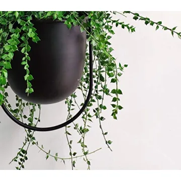 RISEON Boho Black Metal Hanging Planter for Home Decor