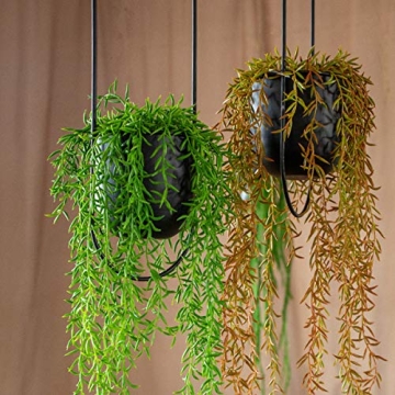 RISEON Boho Black Metal Hanging Planter for Home Decor