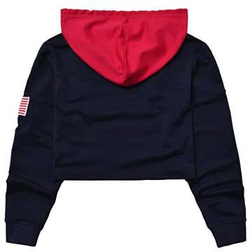 Perfashion Cropped Top Hoodie for Women USA Letter Print Crop Sweatshirts Hoody for Teen Girls Navy ...