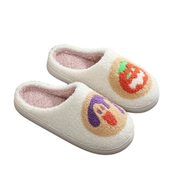 LNERIP Women's Men's Cookie Slippers Pumpkin Lantern Slippers Memory Foam Warm Plush Funny Halloween...