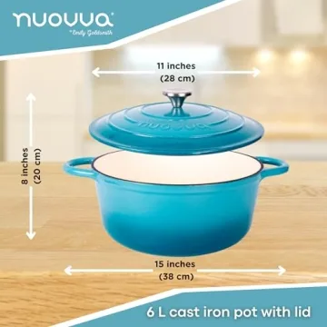 Nuovva Cast Iron Dutch Oven – Versatile Casserole Pot 6.4qt 28cm