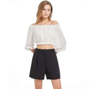 Everbellus High Waisted Wide Leg Dressy Shorts for Women Casual Business Tailored Shorts with Pockets Black Large