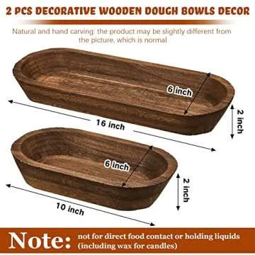 Tessco Rustic Wooden Dough Bowls for Kitchen Elegance