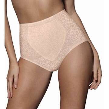 Bali Women’s Jacquard Mesh Tummy Panel Firm Control Shapewear Brief 2-Pack Fajas DFX710