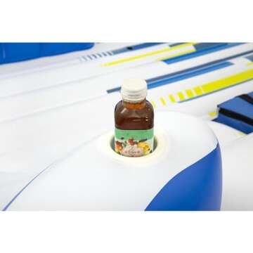 Bestway Hydro-Force Tropical Breeze 6 Person Inflatable Floating Party Island, Water Float Lounger with 6 Cup Holders, Backrests, and Sun Shade