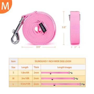 Siumouhoi Strong Durable Nylon Dog Training Leash, 1 Inch Wide Traction Rope, 6 ft 10ft 15ft Long, f...