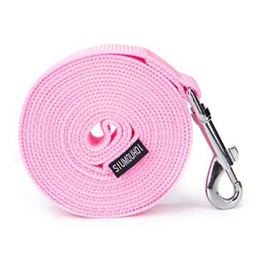Siumouhoi Strong Durable Nylon Dog Training Leash, 1 Inch Wide Traction Rope, 6 ft 10ft 15ft Long, for Small and Medium Dog (Pink, 10 Feet)