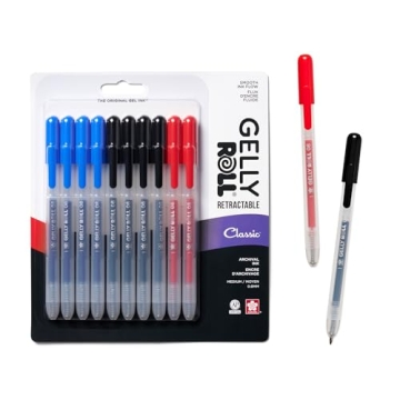 Sakura Gelly Roll Retractable Gel Pens - Vibrant 10 Pack for Art & Journaling