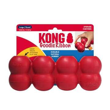 KONG Goodie Ribbon - Stuffable Natural Rubber Dog Toy - with Four Fillable Goodie Grippers for Enric...