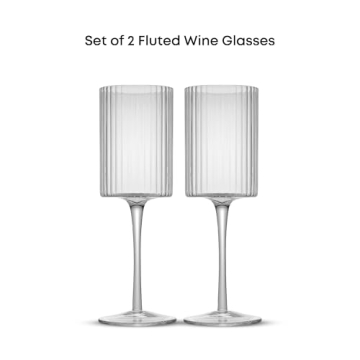 JoyJolt Fluted Wine Glasses Set of 2 – Elegant and Unique