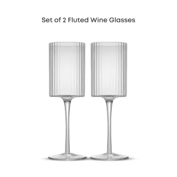 JoyJolt Fluted Wine Glasses Set of 2 – Elegant and Unique