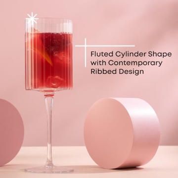 JoyJolt Fluted Wine Glasses Set of 2 – Elegant and Unique