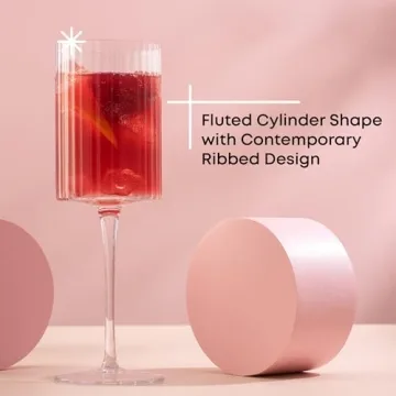 JoyJolt Fluted Wine Glasses Set of 2 – Elegant and Unique