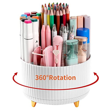 Desk Pencil Pen Holder, 5 Slots 360°Degree Rotating Pencil Pen Organizers for Desk, Desktop Storage...