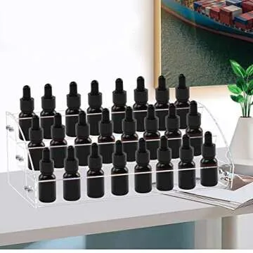 Tasybox Acrylic Nail Polish Holder Organizer Rack, Clear Essential Oils Storage Nail Varnish Display Stand, 3 Tier