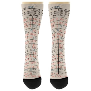 ThisWear Nerdy Gifts Library Card Book Themed Socks Reading Accessories Book Lover Gifts 1-Pair Novelty Crew Socks