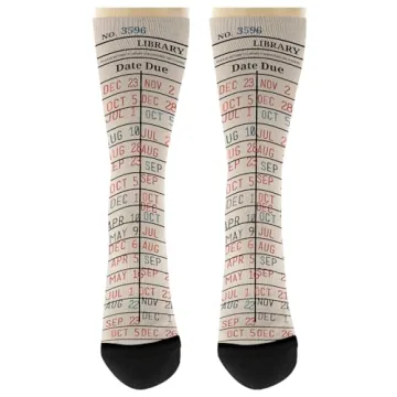 ThisWear Nerdy Gifts Library Card Book Themed Socks Reading Accessories Book Lover Gifts 1-Pair Novelty Crew Socks