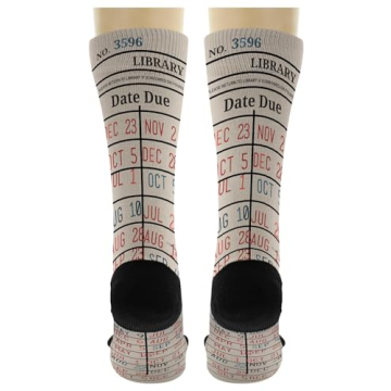 ThisWear Nerdy Gifts Library Card Book Themed Socks Reading Accessories Book Lover Gifts 1-Pair Novelty Crew Socks