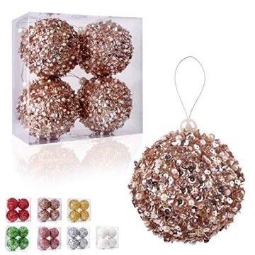 Elegant 4.25" Champagne Christmas Ball Ornaments Set