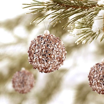 Elegant 4.25" Champagne Christmas Ball Ornaments Set