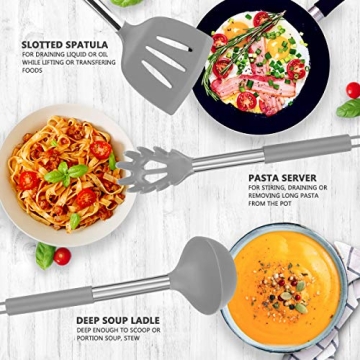 Luxury Silicone Cooking Utensil Set with Copper Stainless Steel Handle