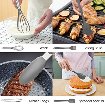 Luxury Silicone Cooking Utensil Set with Copper Stainless Steel Handle