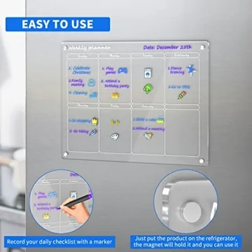 AITEE Magnetic Weekly Fridge Calendar with Dry Erase Markers