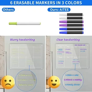 AITEE Magnetic Weekly Fridge Calendar with Dry Erase Markers