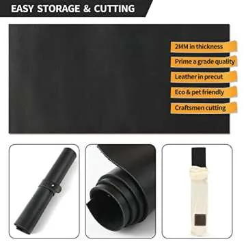 RingSun Genuine Leather Sheets for Leather Craft (2mm), Full Grain Leather for Tooling Craft Sewing(12''X24'', Black)