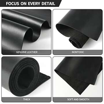 RingSun Genuine Leather Sheets for Leather Craft (2mm), Full Grain Leather for Tooling Craft Sewing(12''X24'', Black)