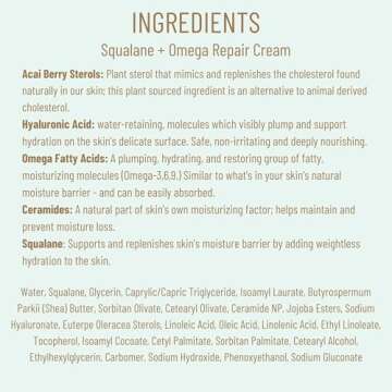 BIOSSANCE Squalane + Omega Repair Cream - Ultra-Moisturizing Face Cream - Skin Care with Hyaluronic Acid, Ceramides, Squalane - Ideal for Dry & Sensitive Skin, Intense Hydration Moisturizer - 1.7oz