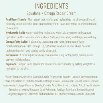 BIOSSANCE Squalane + Omega Repair Cream - Ultra-Moisturizing Face Cream - Skin Care with Hyaluronic Acid, Ceramides, Squalane - Ideal for Dry & Sensitive Skin, Intense Hydration Moisturizer - 1.7oz