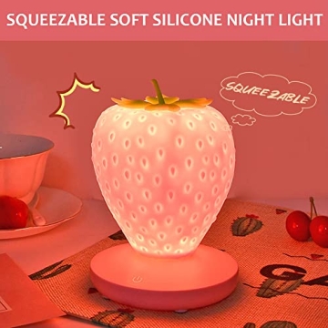 LVOERTUIG Strawberry Night Light Cute Silicone Lamp