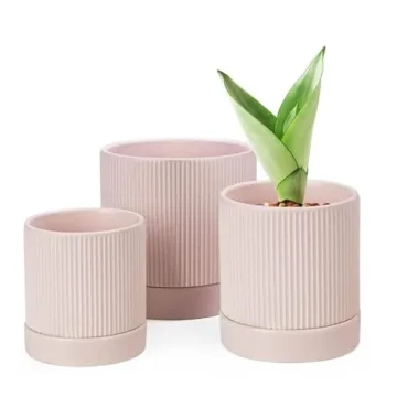 LaDoVita 3 Pack Ceramic Plant Pots for Indoor and Outdoor Use