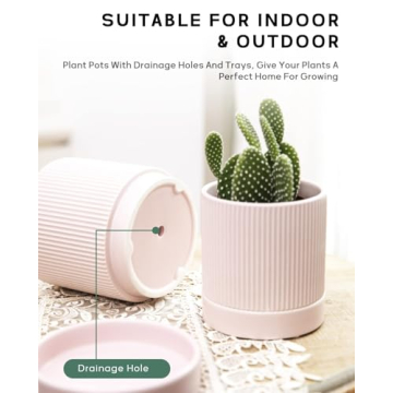 LaDoVita 3 Pack Ceramic Plant Pots for Indoor and Outdoor Use