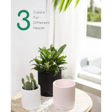 LaDoVita 3 Pack Ceramic Plant Pots for Indoor and Outdoor Use