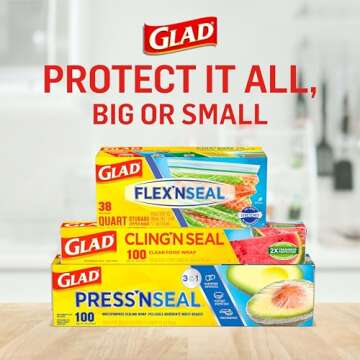 Glad Cling N Seal Plastic Food Wrap, 100 Square Foot Roll (Package May Vary)