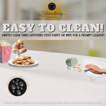 Grandipity White Plastic Table Cloth Disposable (6 Pk) 54in x 108in Plastic Tablecloths for Rectangle Tables - Premium Party Table Cloths Disposable for 6ft to 8ft Rectangle Tables