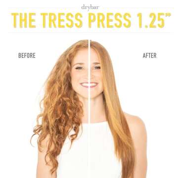 Drybar The Tress Press Straightening Iron 1.25" | Wider Size for Faster Styling | Ionic Technology for Smooth, Shiny Hair | Straighten or Wrap Around Barrel to Create Curls, Waves, or Sleek Styles