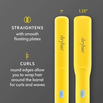 Drybar The Tress Press Straightening Iron 1.25" | Wider Size for Faster Styling | Ionic Technology for Smooth, Shiny Hair | Straighten or Wrap Around Barrel to Create Curls, Waves, or Sleek Styles
