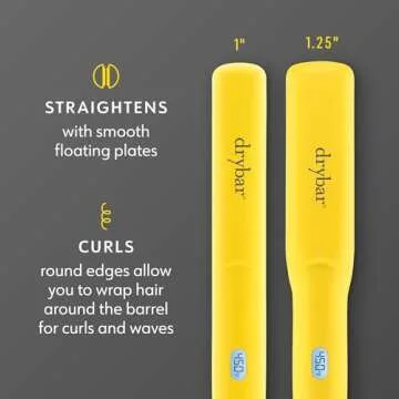Drybar The Tress Press Straightening Iron 1.25" | Wider Size for Faster Styling | Ionic Technology for Smooth, Shiny Hair | Straighten or Wrap Around Barrel to Create Curls, Waves, or Sleek Styles